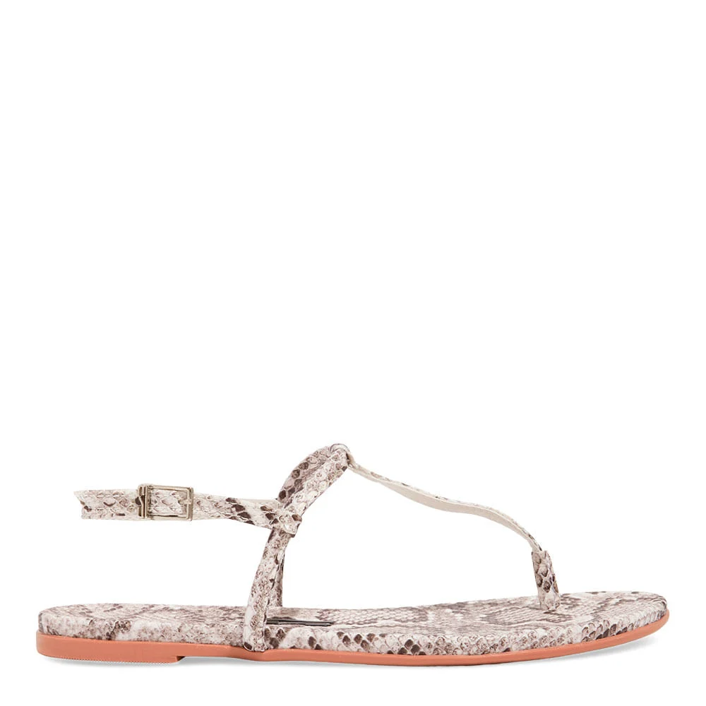 Rasteira Couro Animal Print Bico Redondo - vista 1 de 4