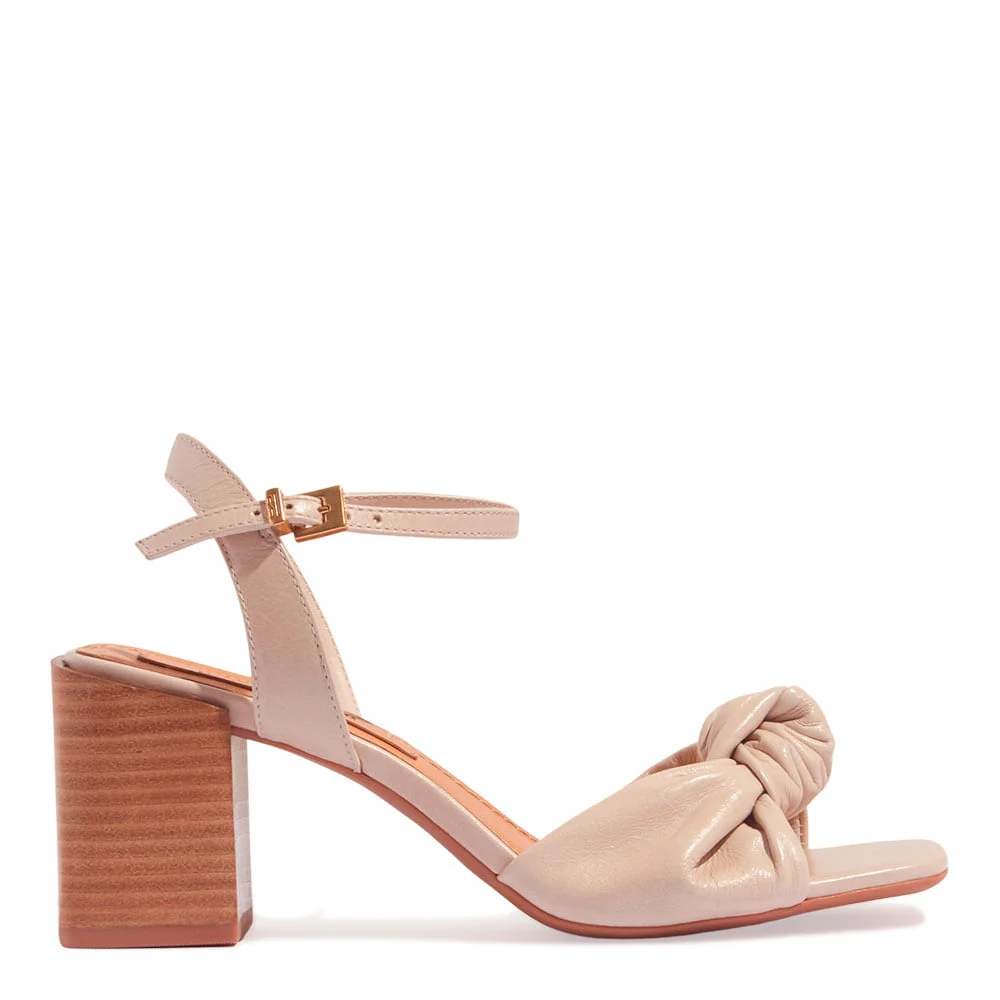 Sandália Couro Torino Salto Bloco Fachete Off White - vista 1 de 3