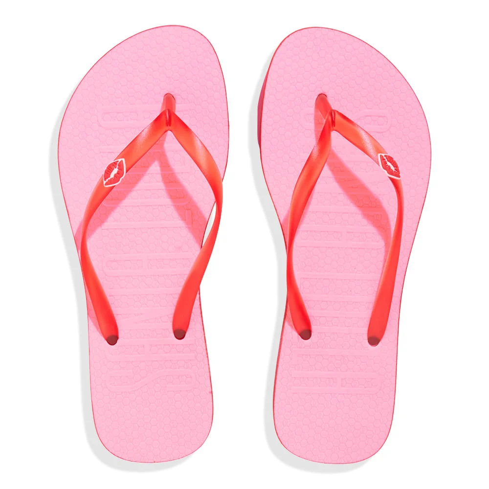 Kit Chinelo Flip Flop Rosa E Necessaire Estampa Beijo - vista 4 de 5