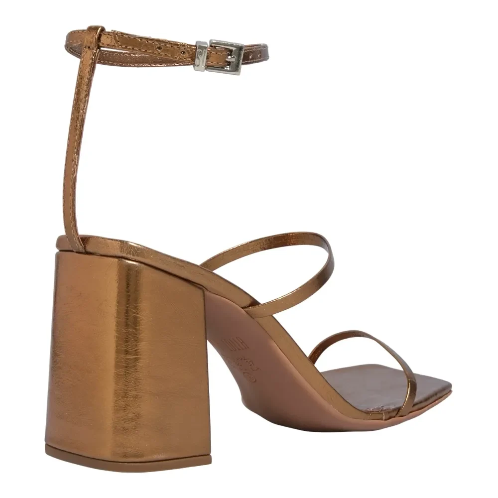 Sandalia Lolla Metalizada Craquelê Salto Bloco Bronze - vista 3 de 3