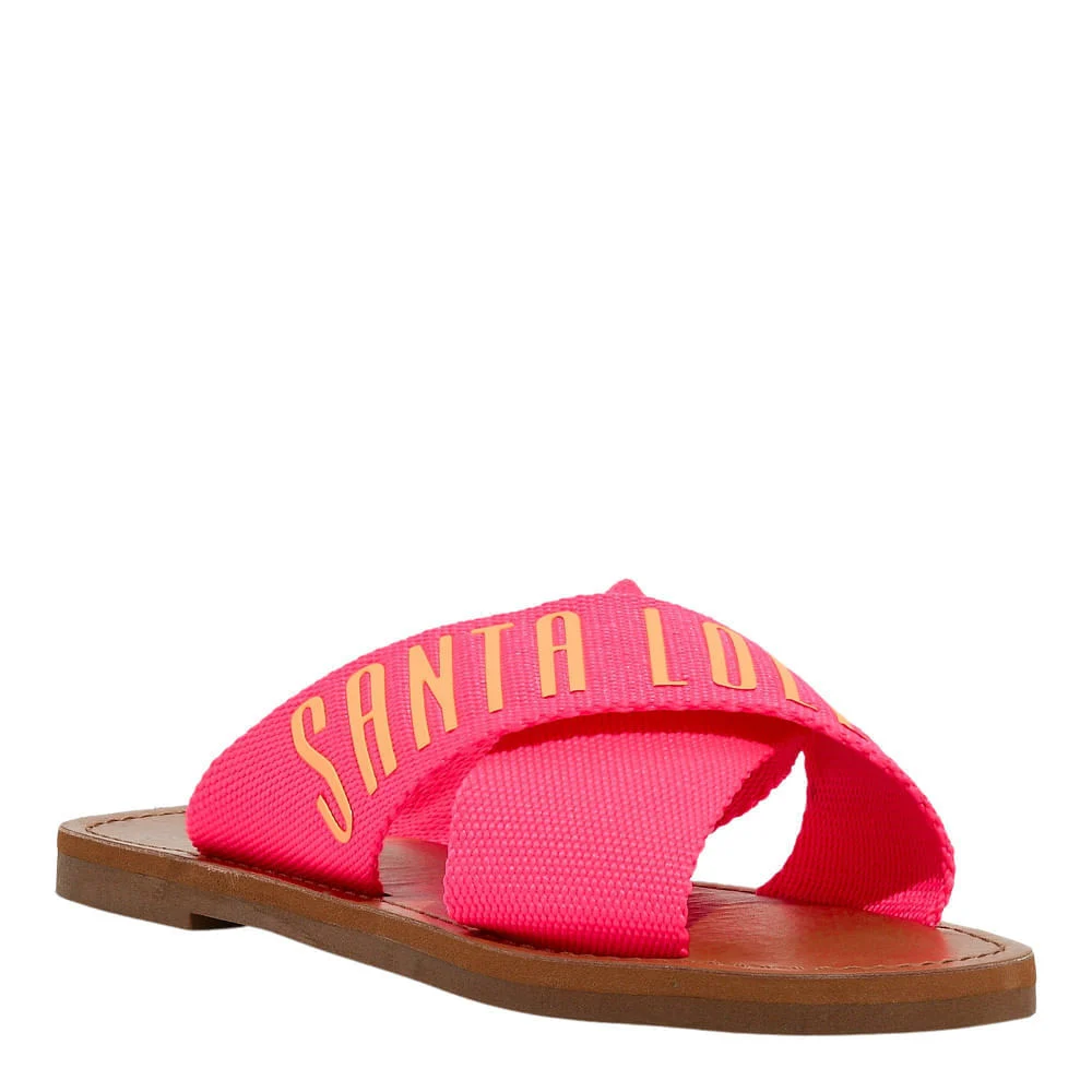 Rasteira Gorgurão Rosa Neon - vista 2 de 4