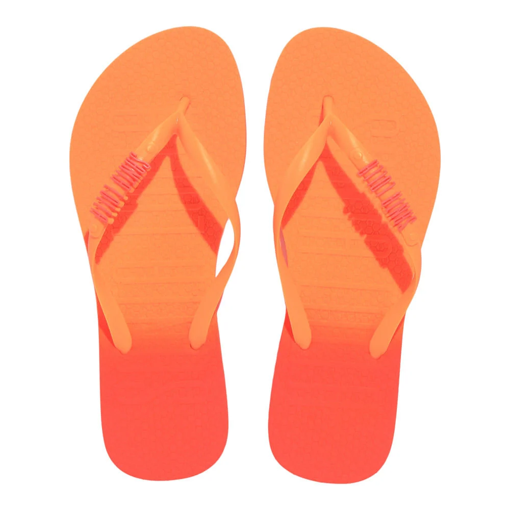 Kit Chinelo Flip Flop Borracha Laranja Neon E Necessaire Estampada. - vista 4 de 6