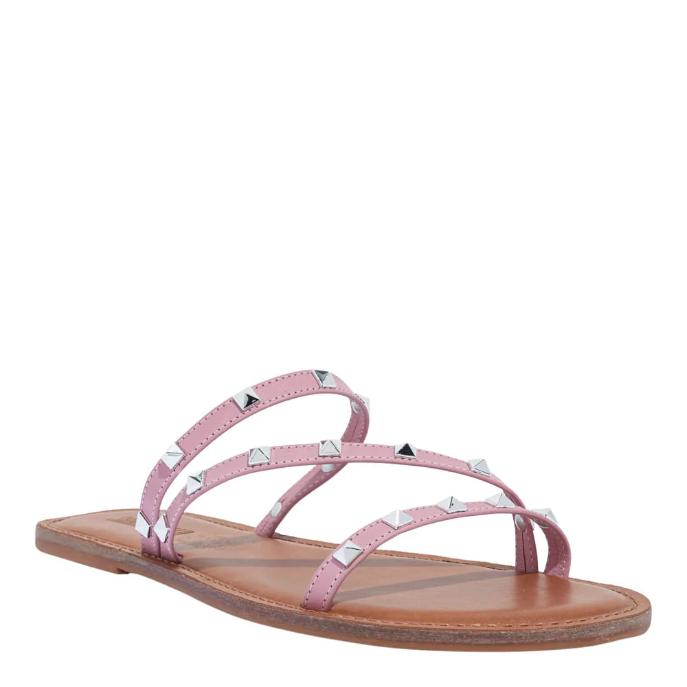 Rasteira Spikes Couro Nobre Soft Rosa - vista 2 de 4