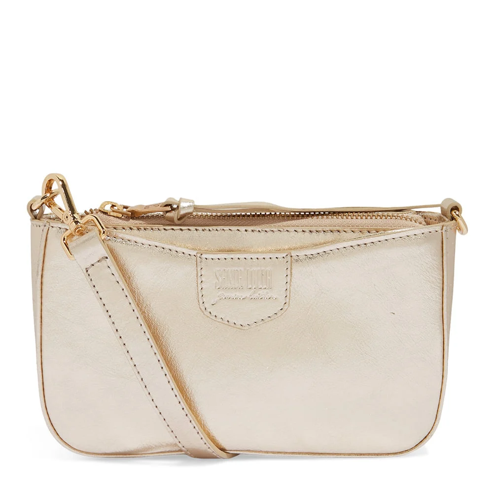 Bolsa Clutch Dourada Couro Metalizado Transversal - vista 1 de 3