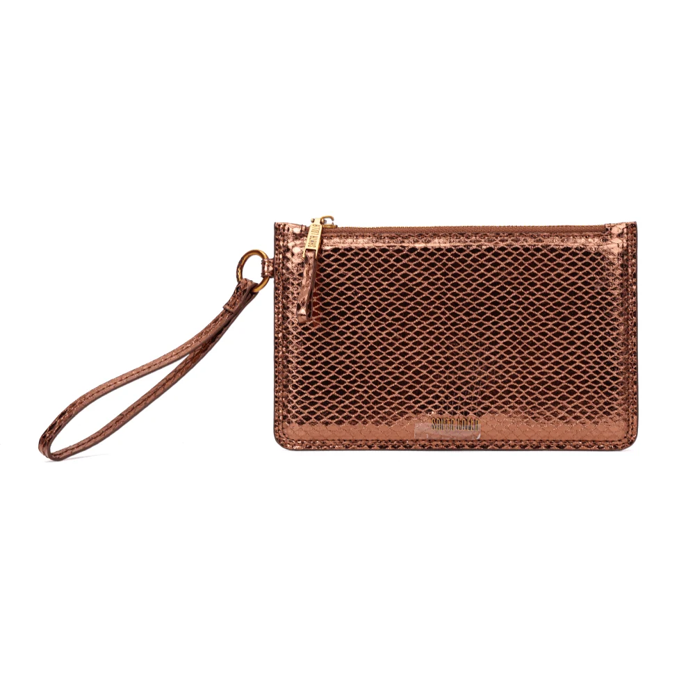 Clutch Bronze Metalizado Cobra Alça De Mão - vista 1 de 7