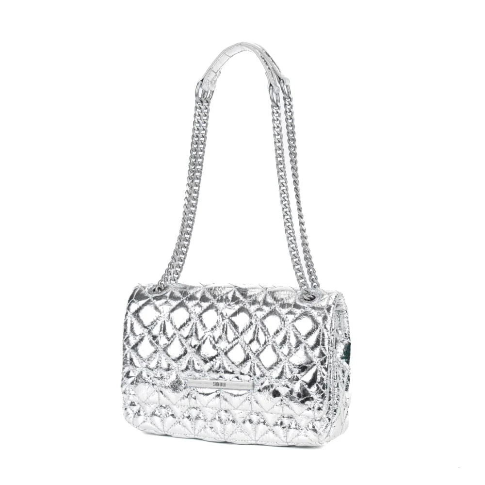 Bolsa Prata Crinkle Metalizado Alça Corrente - vista 3 de 7