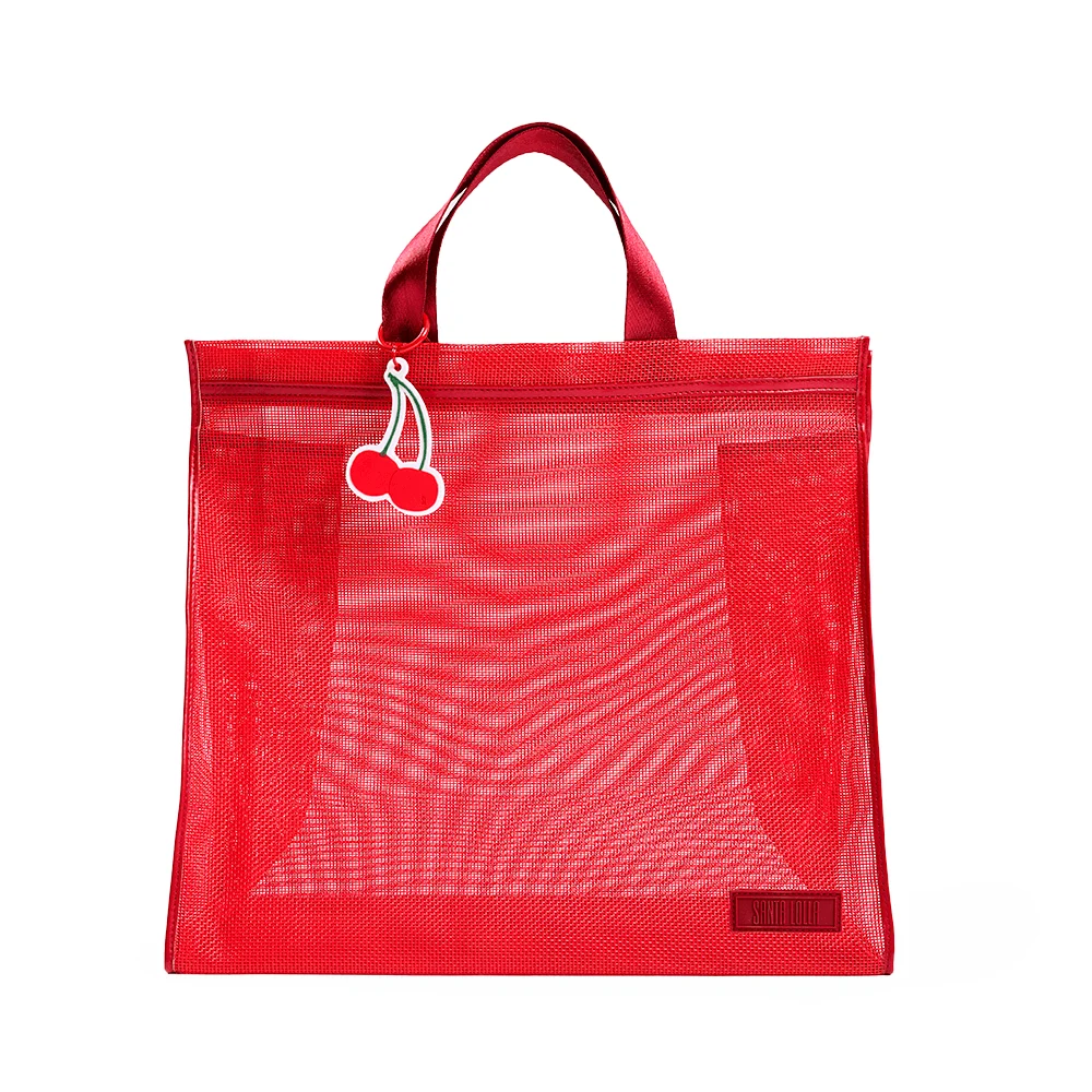 Bolsa Tela Cereja Vermelha Alça De Mão - vista 1 de 4