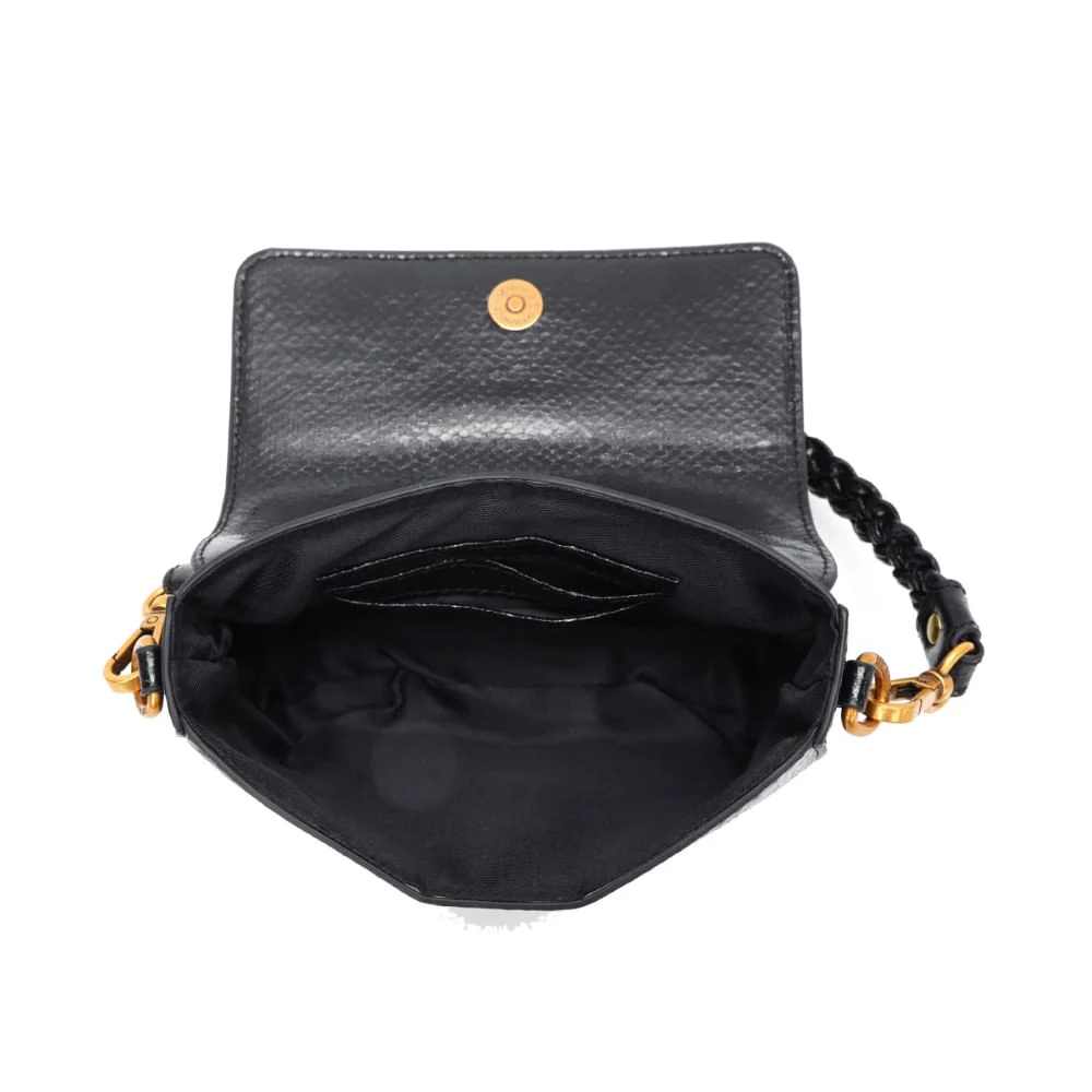 Bolsa Baguete Metalizado Snake Alça Trança Preta - vista 4 de 8