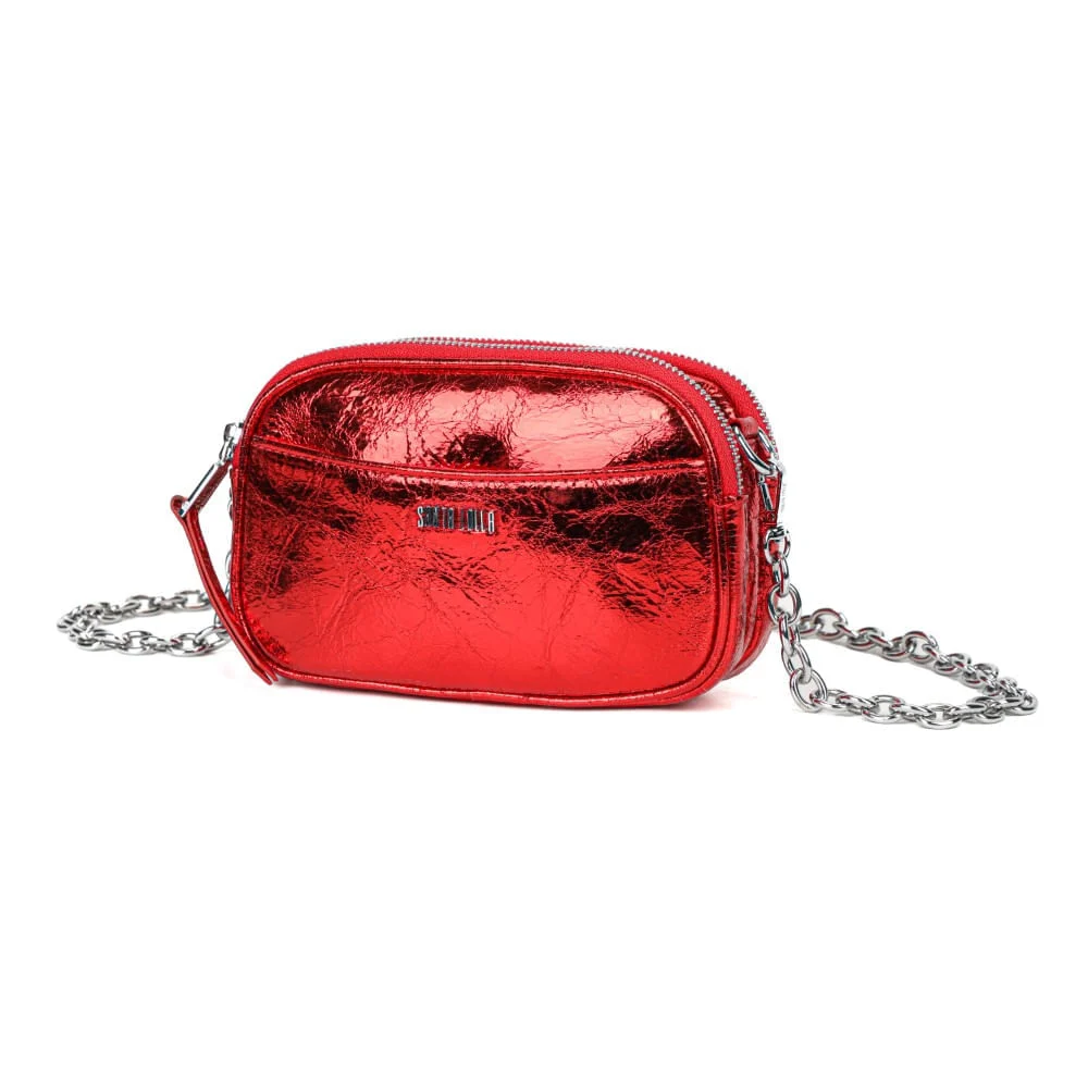 Bolsa Metalizado Crinkle Vermelha Divisórias - vista 5 de 9