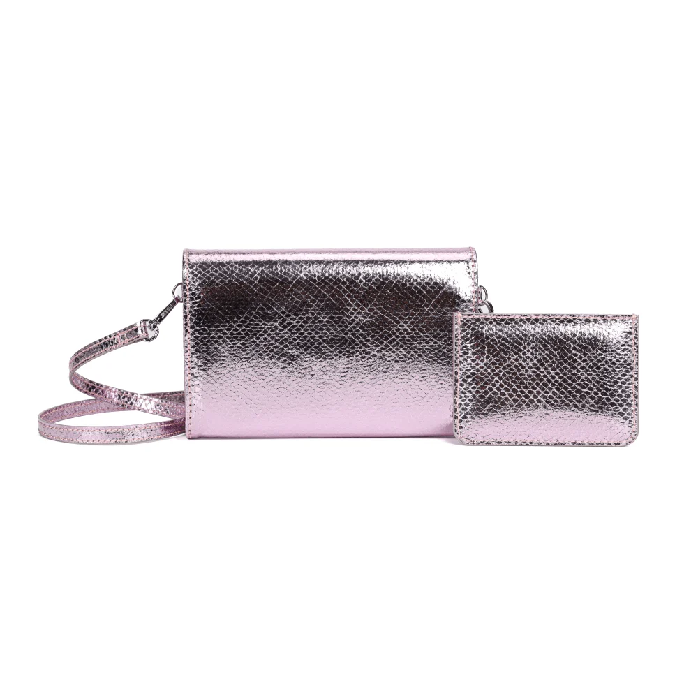Kit Presente Bolsa Transversal E Porta Cartão Snake Rosa Metalizado - vista 7 de 7