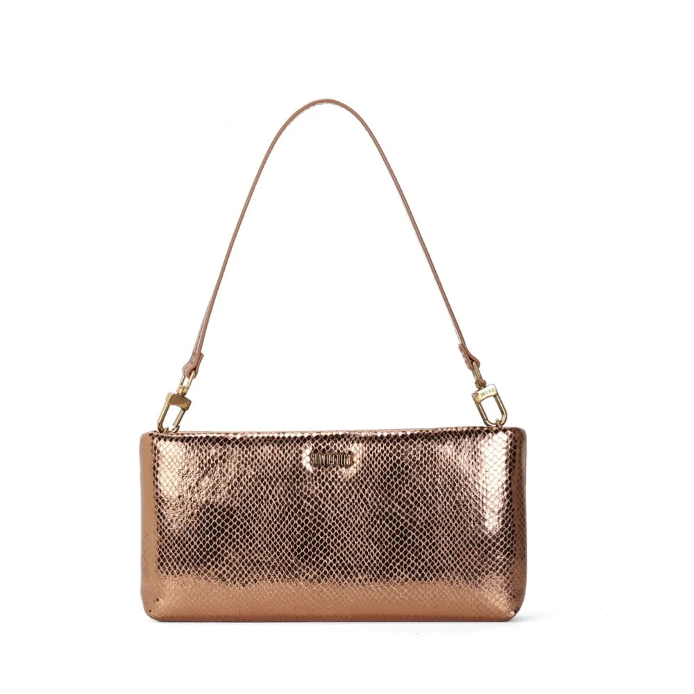 Bolsa Clutch Metalizada Bronze Alça De Ombro - vista 1 de 3