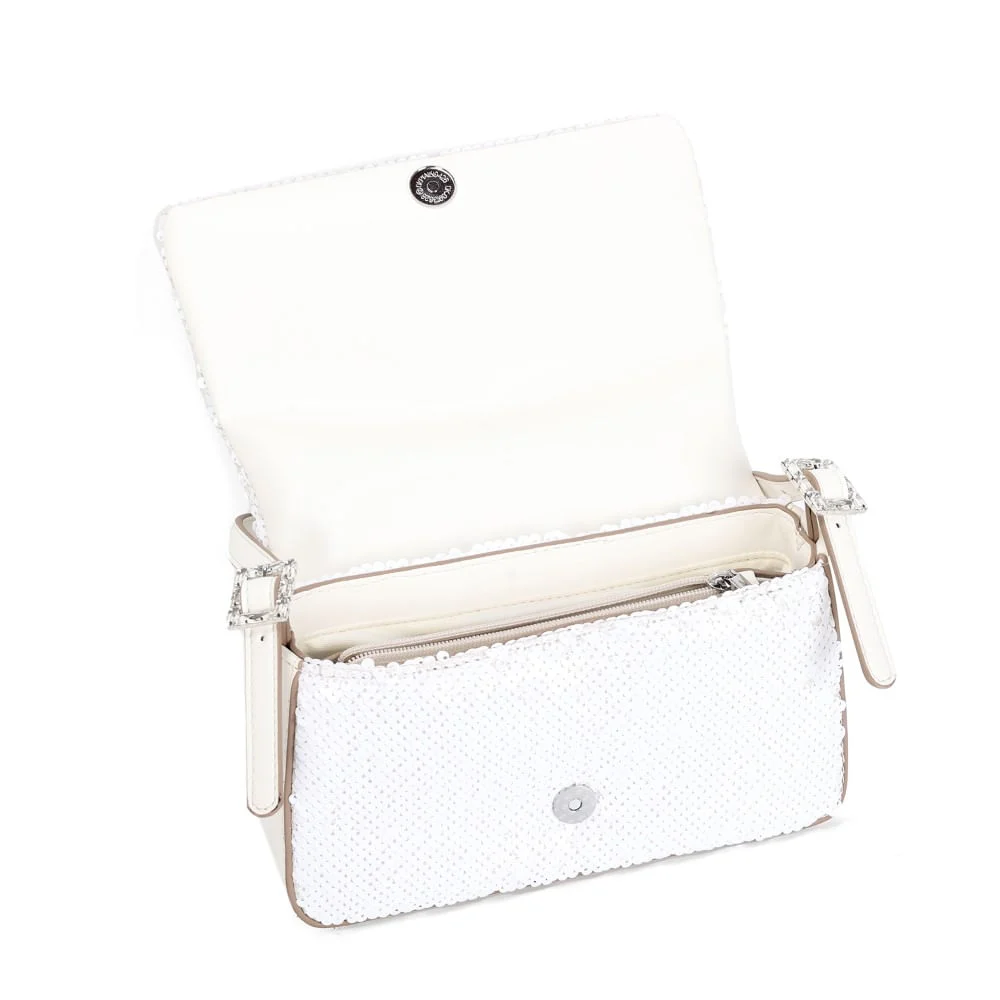 Bolsa Baguete Paête Branca Alça De Ombro - vista 3 de 3