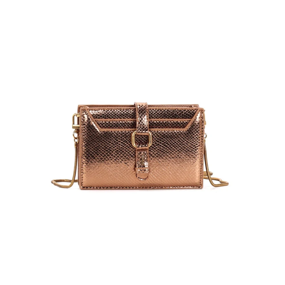 Bolsa Carteira Metalizada Bronze Alça De Ombro - vista 1 de 5