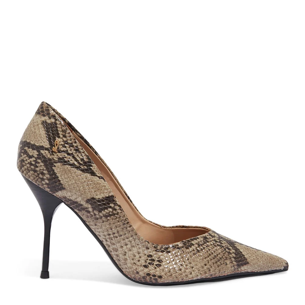 Scarpin One Couro Animal Print Cobra Salto Alto - vista 1 de 3