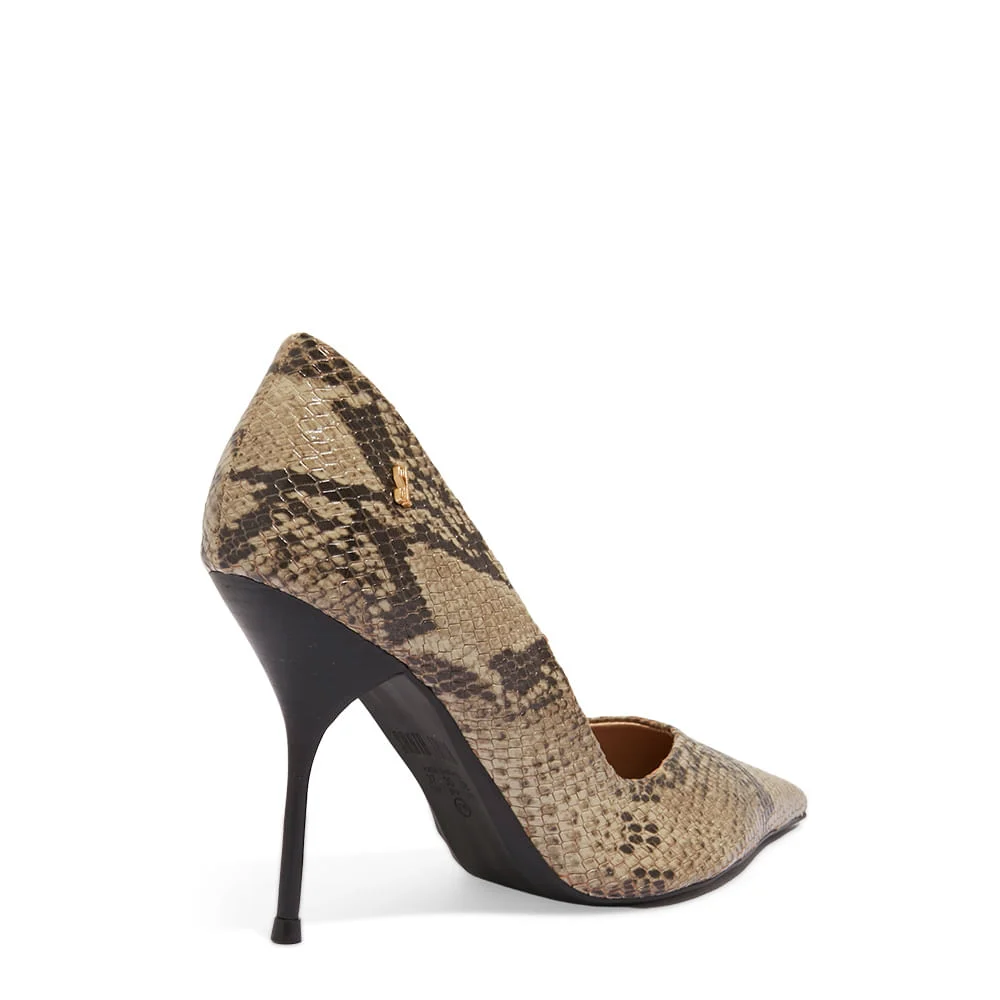 Scarpin One Couro Animal Print Cobra Salto Alto - vista 3 de 3