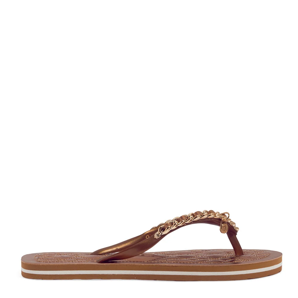 Chinelo Flip Flop Napa Metalizado Corrente Bronze - vista 1 de 4