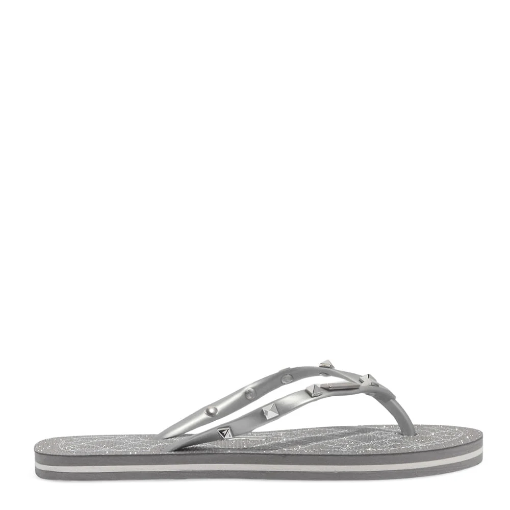 Flip Flop Shiny Prata Borracha Spikes - vista 1 de 4