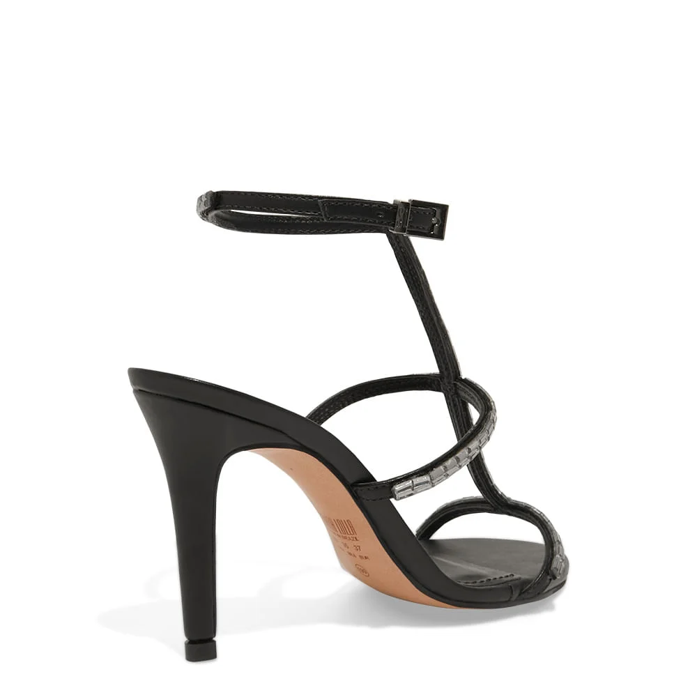 Sandalia Napa Soft Preta Salto Alto Fino - vista 3 de 3