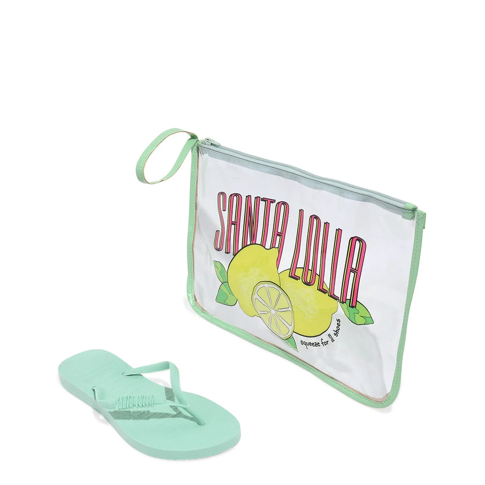 Chinelo Flip Flop Borracha Verde E Necessaire Transparente - vista 1 de 5