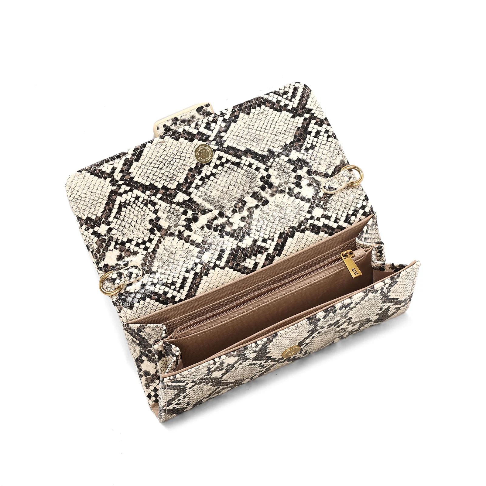 Bolsa Carteira Estampa Animal Print Cobra Alça de Ombro - vista 3 de 3