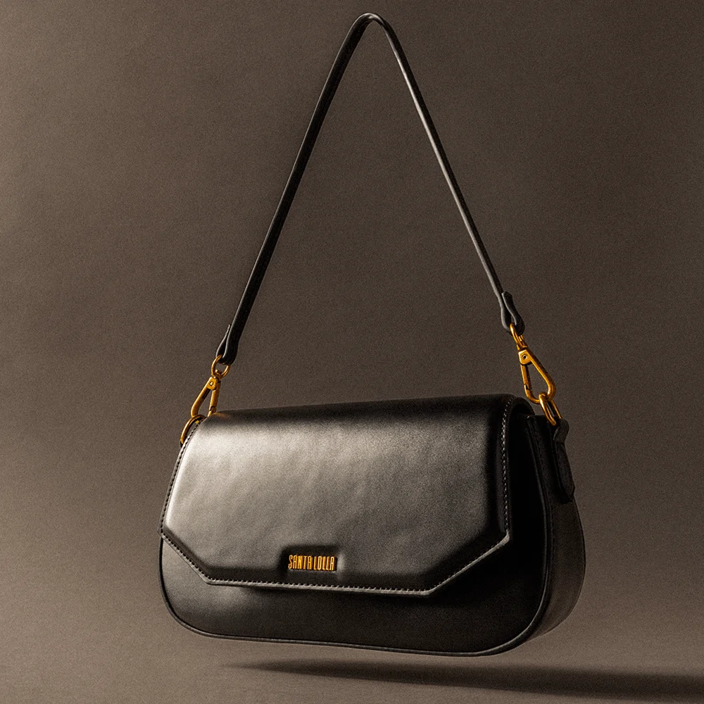 Bolsa Baguete Média Soft Preta Alça Ombro - vista 3 de 7