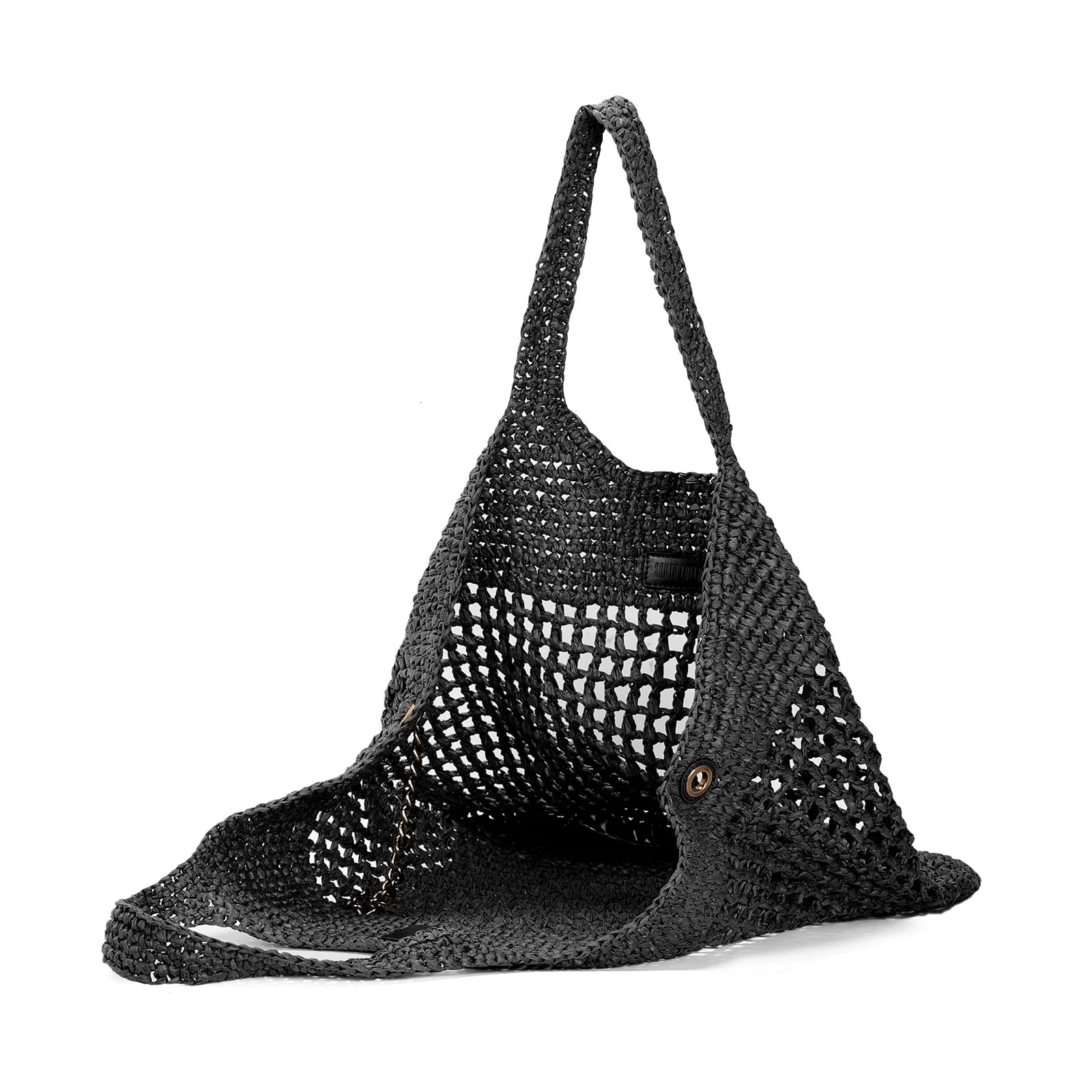 Bolsa De Praia Tramado Preta - vista 4 de 4
