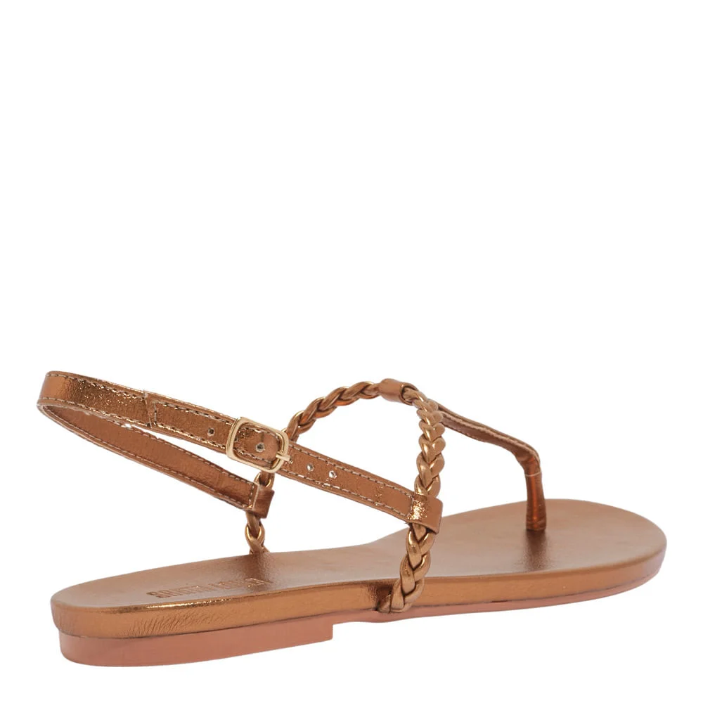 Rasteira Metalizada Soft Bronze Tira Trança - vista 4 de 4