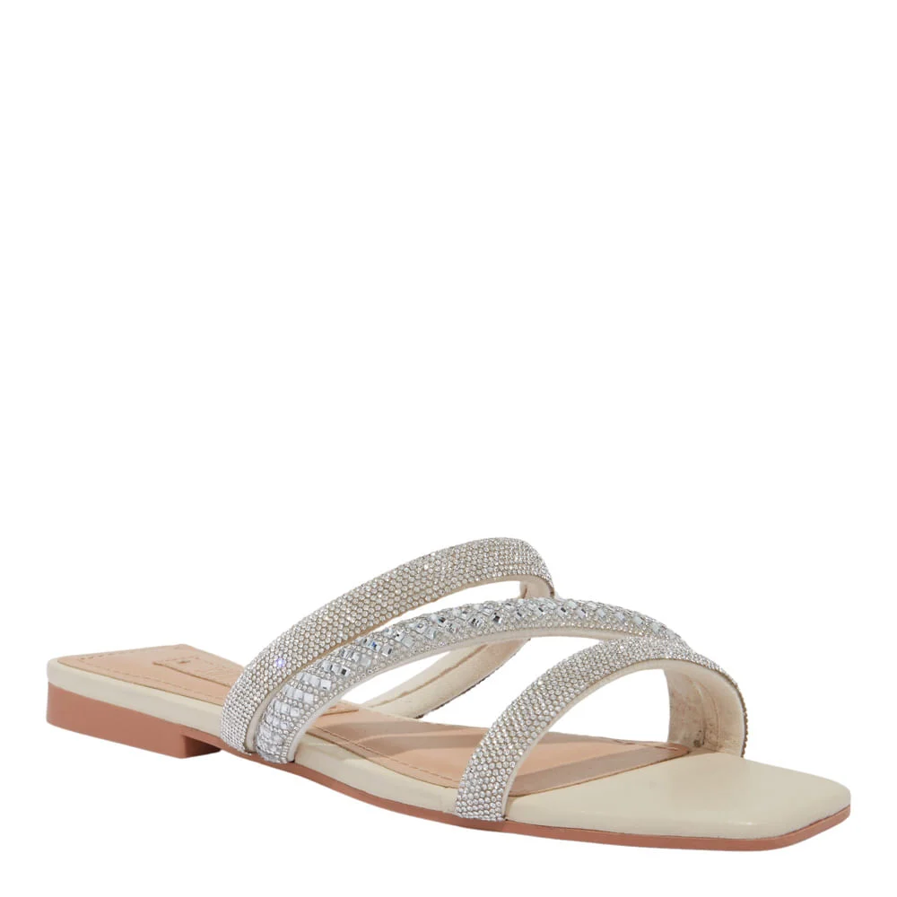 Rasteira Shiny Napa Soft Off White Bico Quadrado - vista 2 de 4