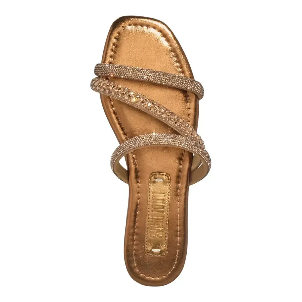 Rasteira Metallic Soft Bronze Strass Brilho - vista 4 de 4