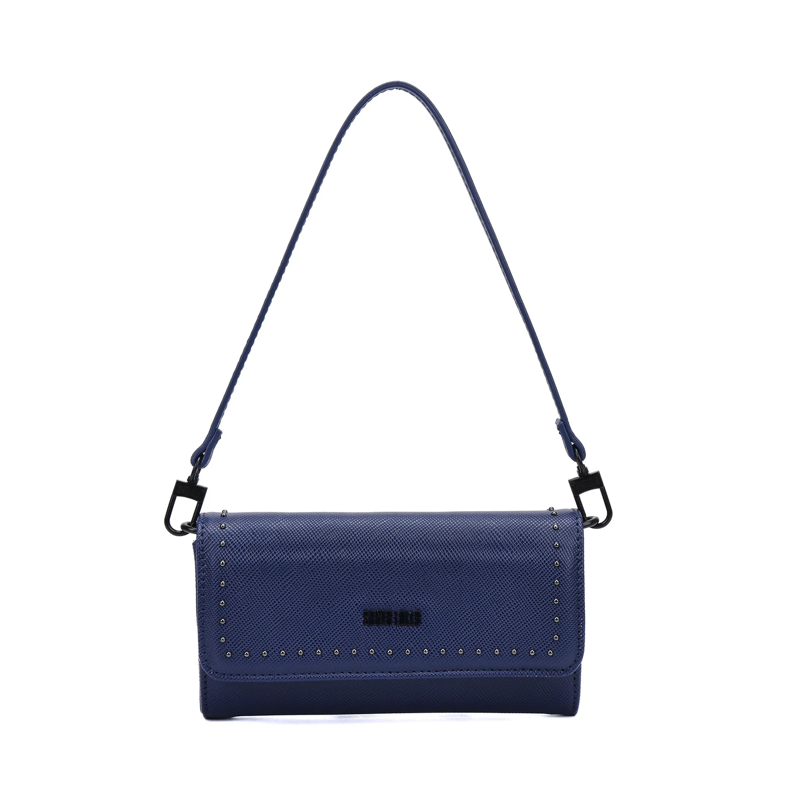 Bolsa Carteira Pequena Risco Azul Escuro Alça De Ombro - vista 1 de 4