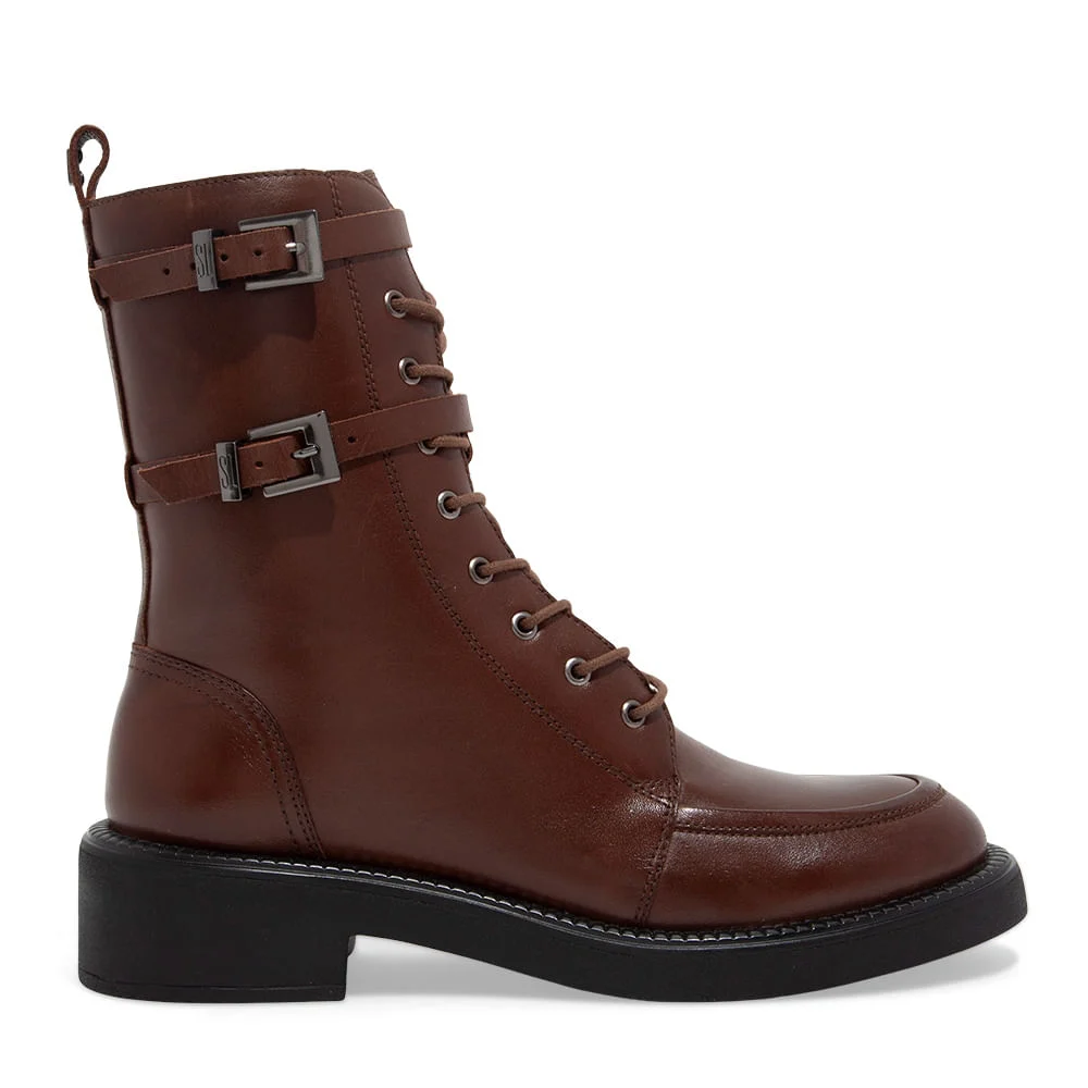Bota Coturno Couro Confort Cano Médio Marrom - vista 1 de 3