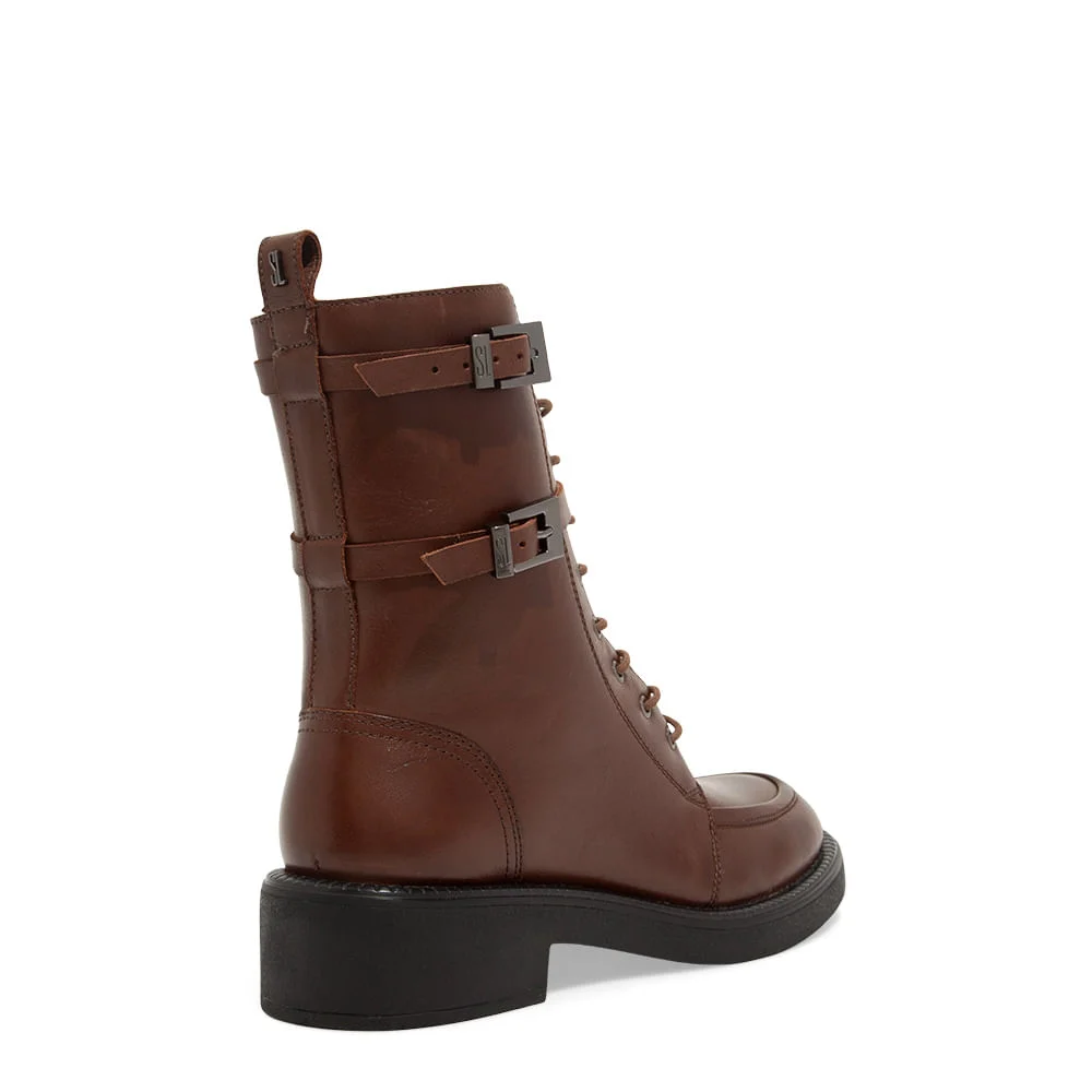 Bota Coturno Couro Confort Cano Médio Marrom - vista 3 de 3