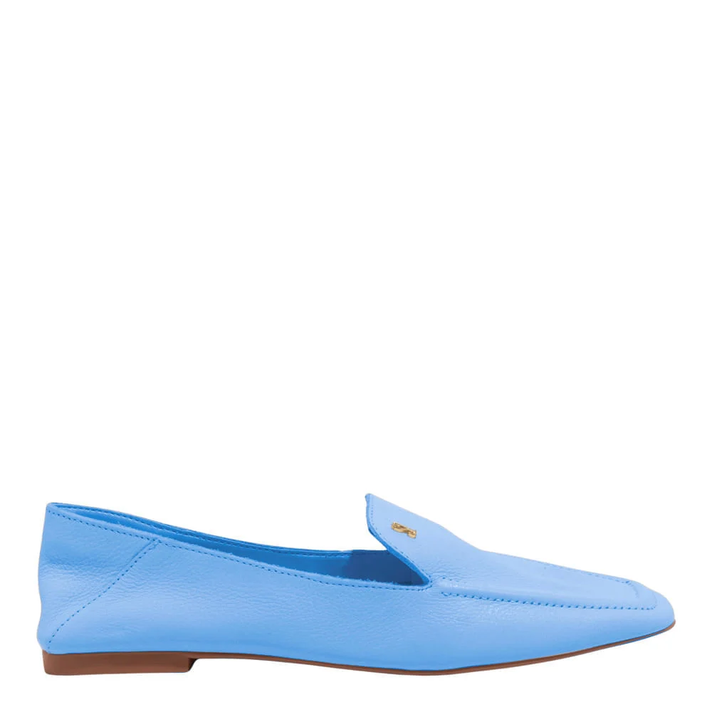 Mocassim Couro Floater Azul Bico Quadrado Ama - vista 3 de 7
