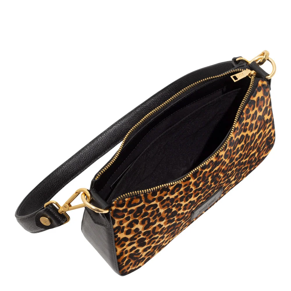 Bolsa Baguete Média Couro Estampa Animal Print Estampa Onça - vista 3 de 3