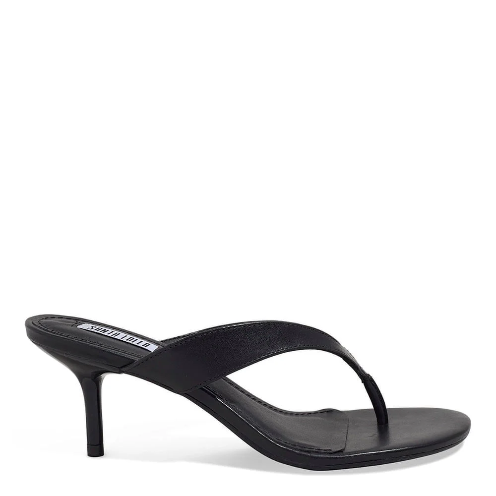 Mule de Dedo Couro Pelica Soft Preto Salto Fino - vista 1 de 3