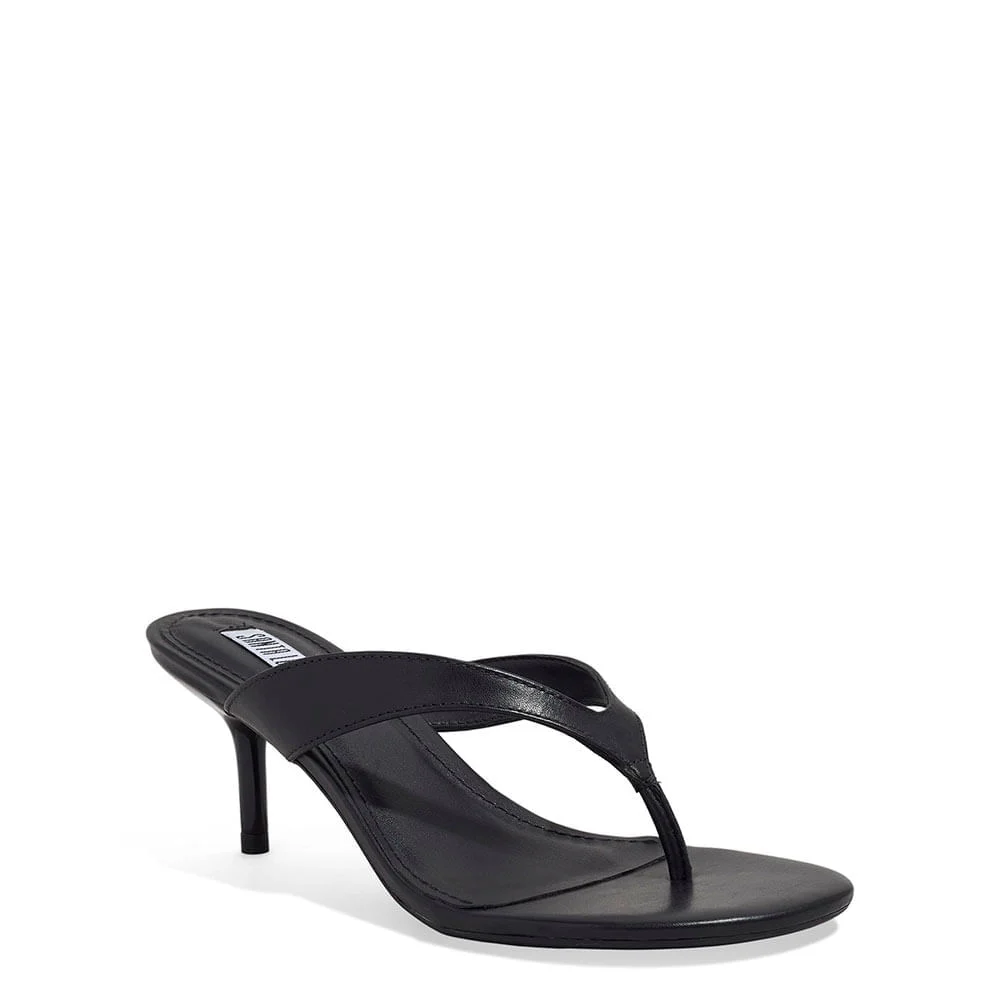 Mule de Dedo Couro Pelica Soft Preto Salto Fino - vista 2 de 3