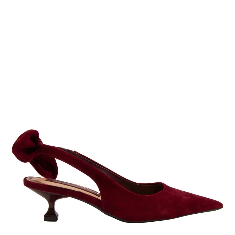 Scarpin Couro Camurça Premium Vermelho Merlot Bico Fino - vista 1 de 5