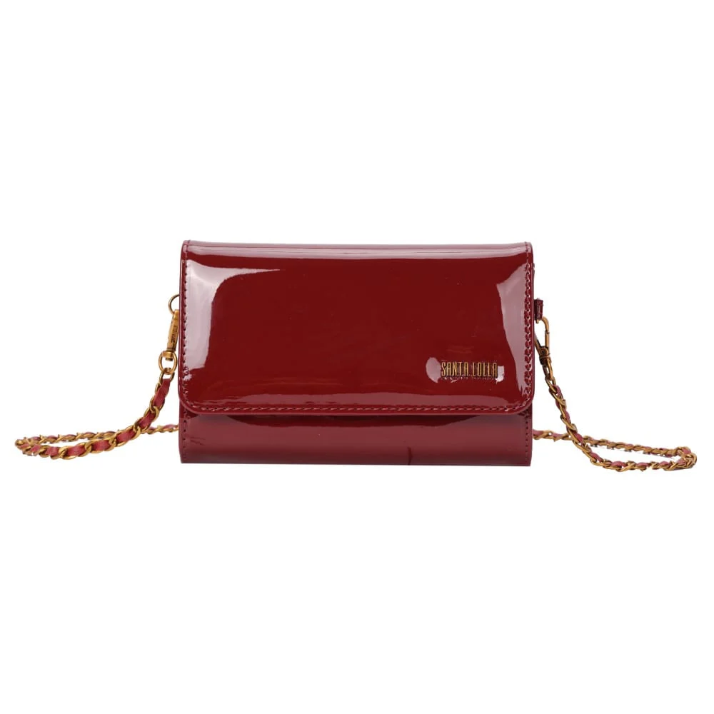 Bolsa Carteira Verniz Vermelho Merlot Alça De Ombro - vista 1 de 6