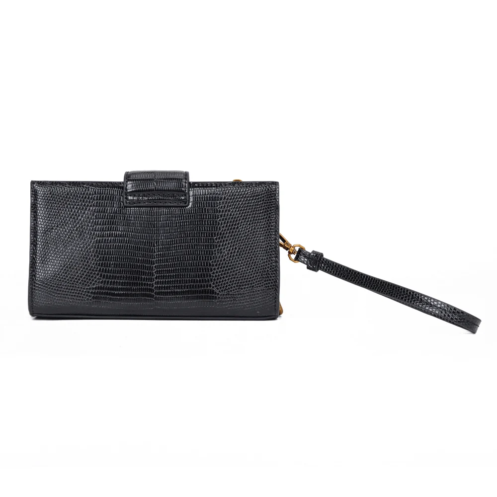 Bolsa Carteira Lizard Preta Alça De Ombro - vista 4 de 7