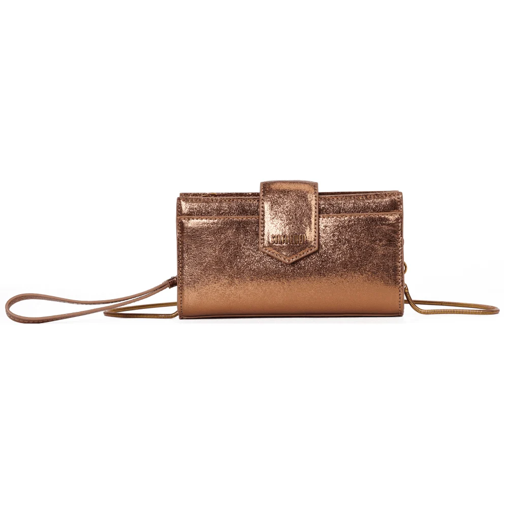 Bolsa Carteira Metalizada Bronze Alça De Ombro - vista 1 de 6