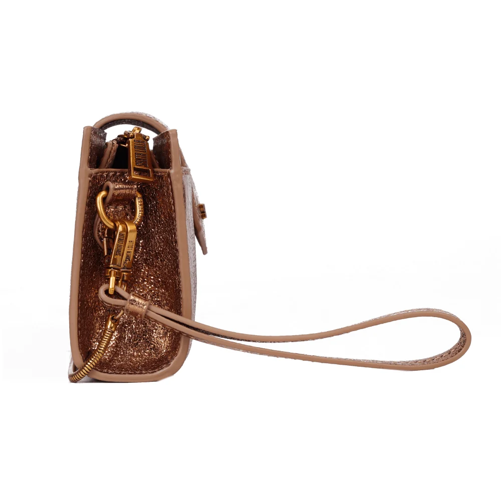 Bolsa Carteira Metalizada Bronze Alça De Ombro - vista 4 de 6