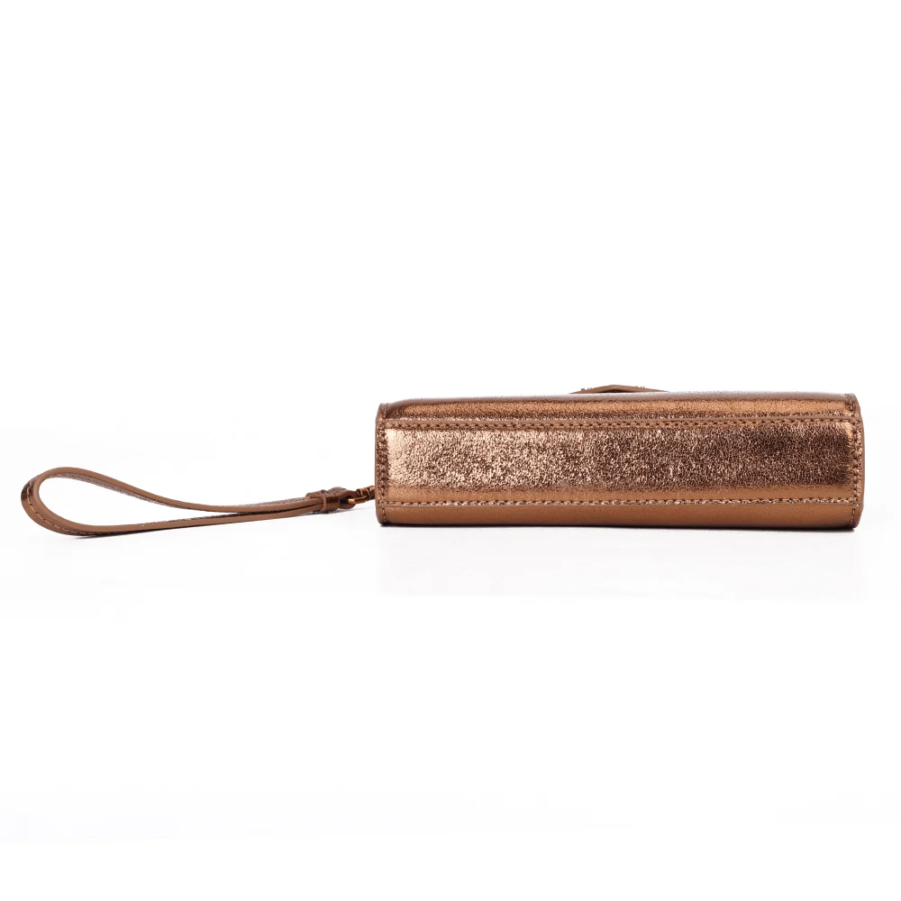 Bolsa Carteira Metalizada Bronze Alça De Ombro - vista 6 de 6
