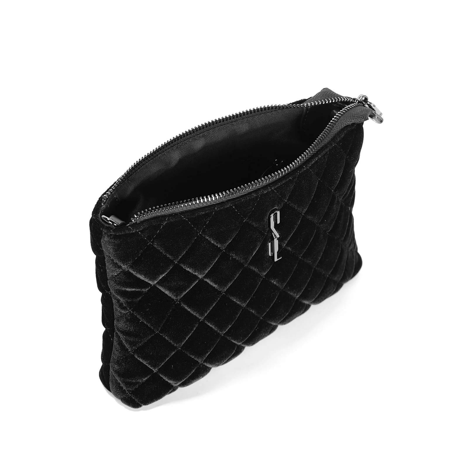 Bolsa Pequena Veludo Preto Alça Transversal - vista 3 de 3