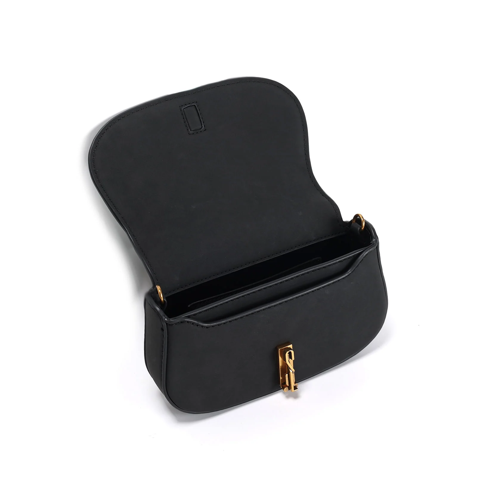 Bolsa Baguete Camurça Preto Alça De Ombro - vista 3 de 4