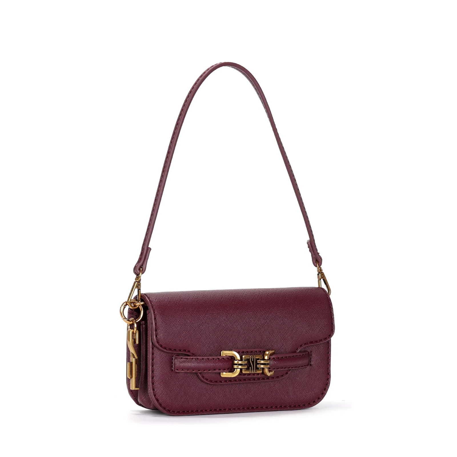 Bolsa Pequena Risco Vermelho Merlot Alça De Ombro - vista 2 de 3
