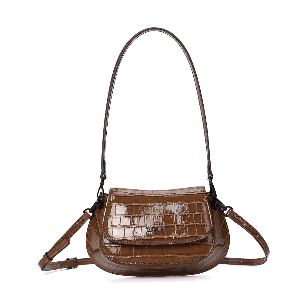 Bolsa Croco Marrom Alça De Ombro - vista 1 de 6