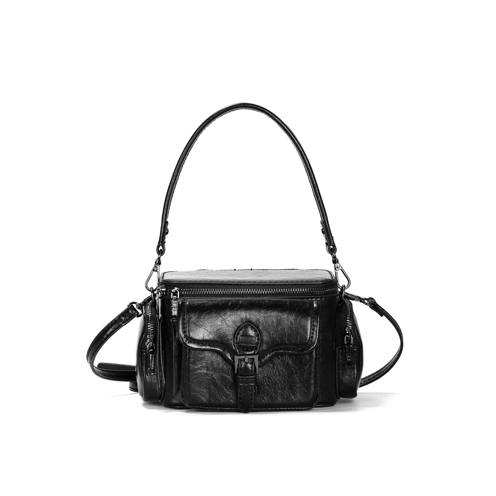 Bolsa Rústica Preta Alça De Ombro - vista 1 de 3