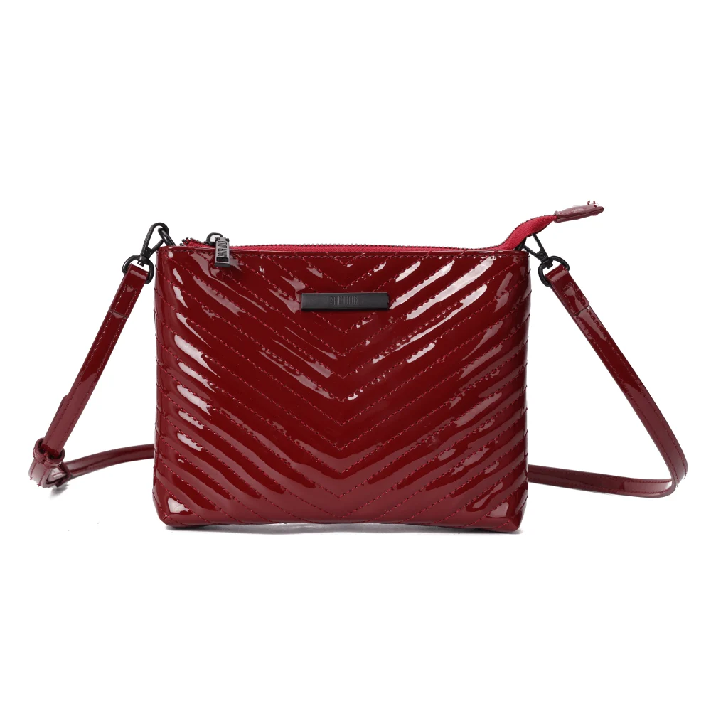 Bolsa Clutch Verniz Vermelho  Merlot Alça Transversal - vista 1 de 7