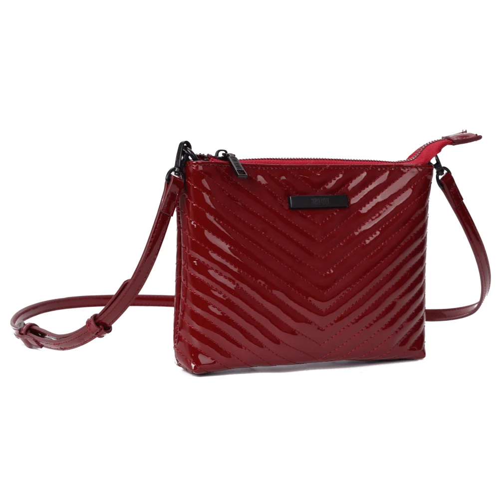 Bolsa Clutch Verniz Vermelho  Merlot Alça Transversal - vista 2 de 7