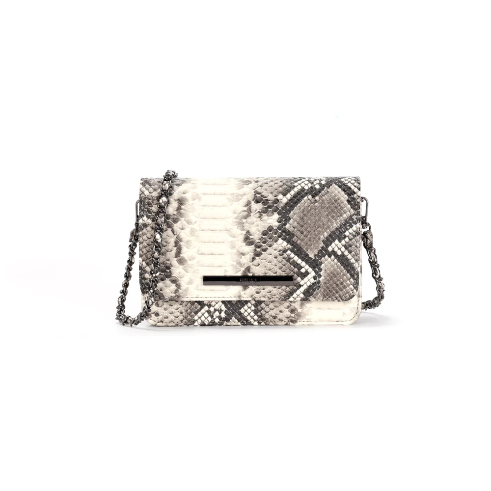Bolsa Pequena Animal Print Estampa Cobra Bege Alça Transversal - vista 1 de 3